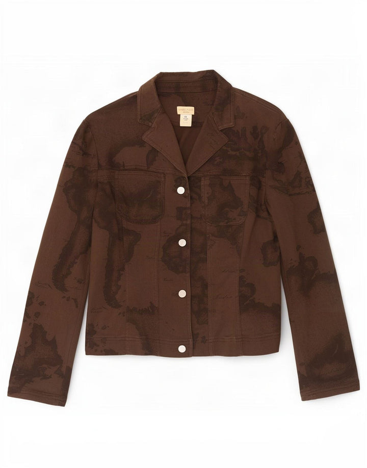 ALVIERO MARTINI Damen Grafik-Jeansjacke IT 48 Große braune Baumwolle