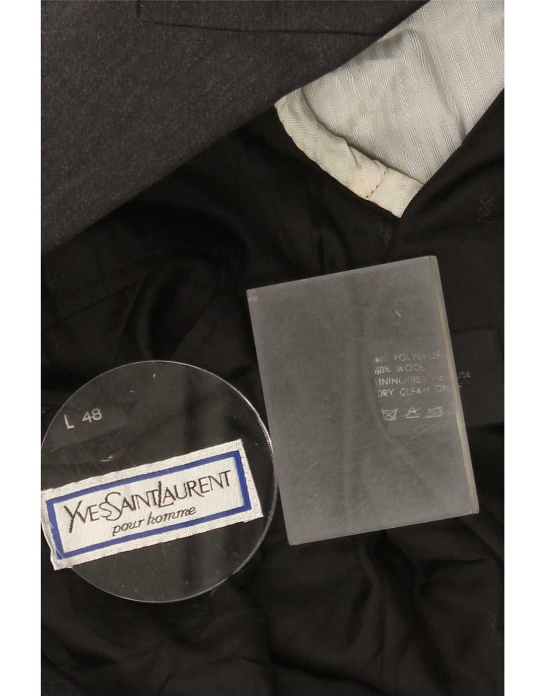 Yves Saint Laurent Herren Zweireihige Blazerjacke Größe 48 Groß Grau