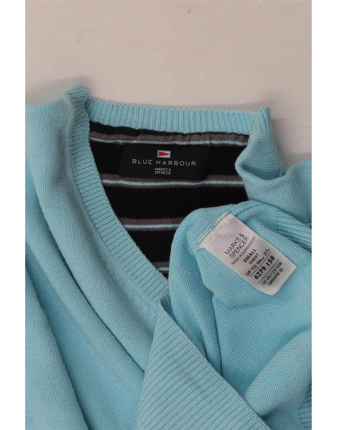 Marks & Spencer Herren Blue Harbor V-Ausschnitt Pullover Pullover Small Türkis