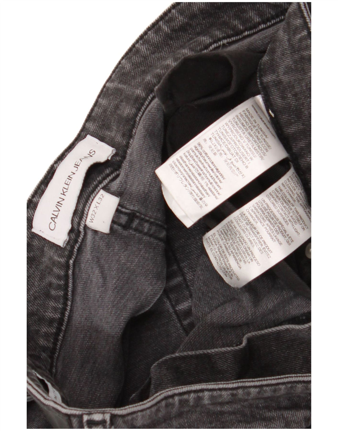 Calvin Klein Herren Slim Jeans W32 L32 Graue Baumwolle