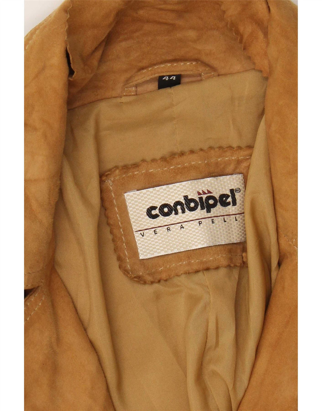 Conbipel Damen Zweireihige Wildlederjacke IT 44 Mittelbraunes Leder