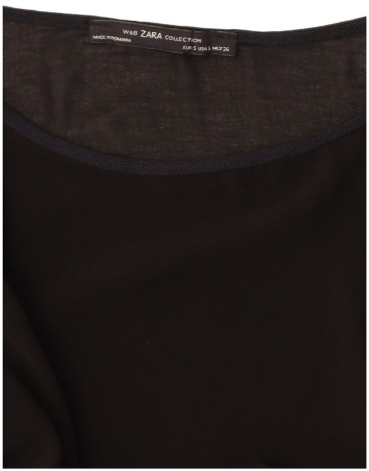 Zara Damen Top 3/4 Ärmel UK 10 Small Schwarz
