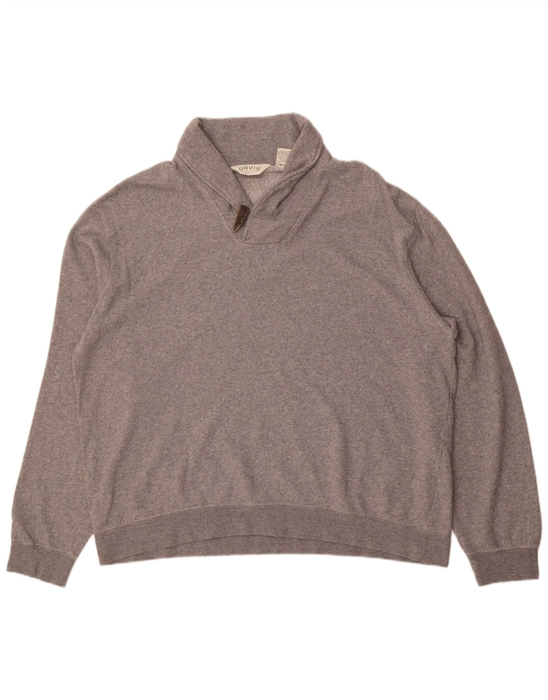Orvis Herren-Sweatshirt mit Schalkragen, XL, graue Baumwolle