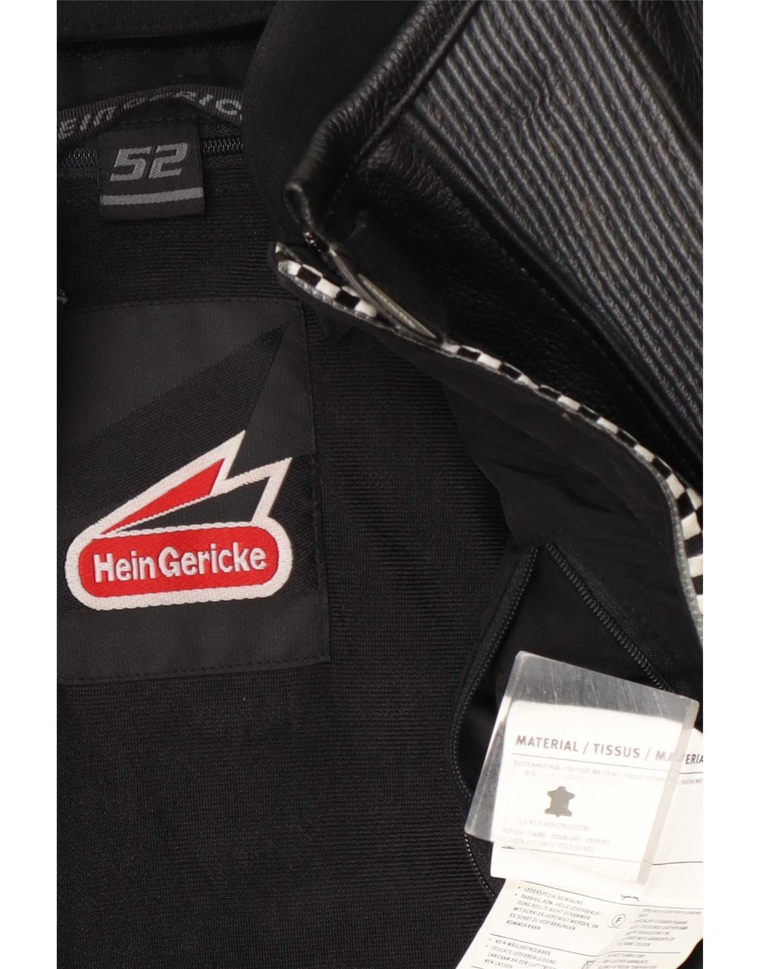 Hein Gericke Herren-Racerjacke aus grafischem Leder, EU 52, Größe L, Schwarz