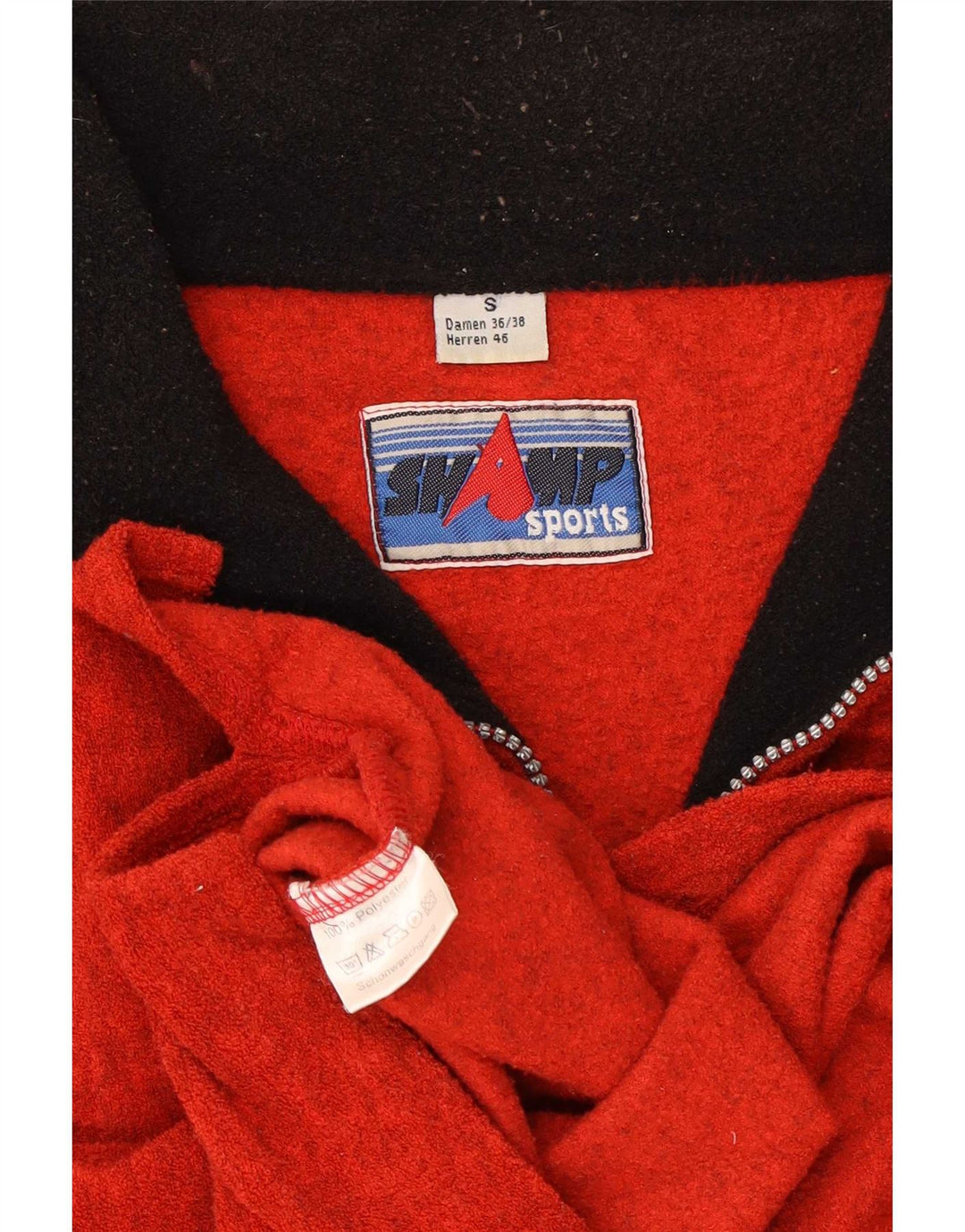 Shamp Herren-Fleecepullover mit lockerer Passform und Reißverschluss am Hals, Größe S, Rot, Polyester