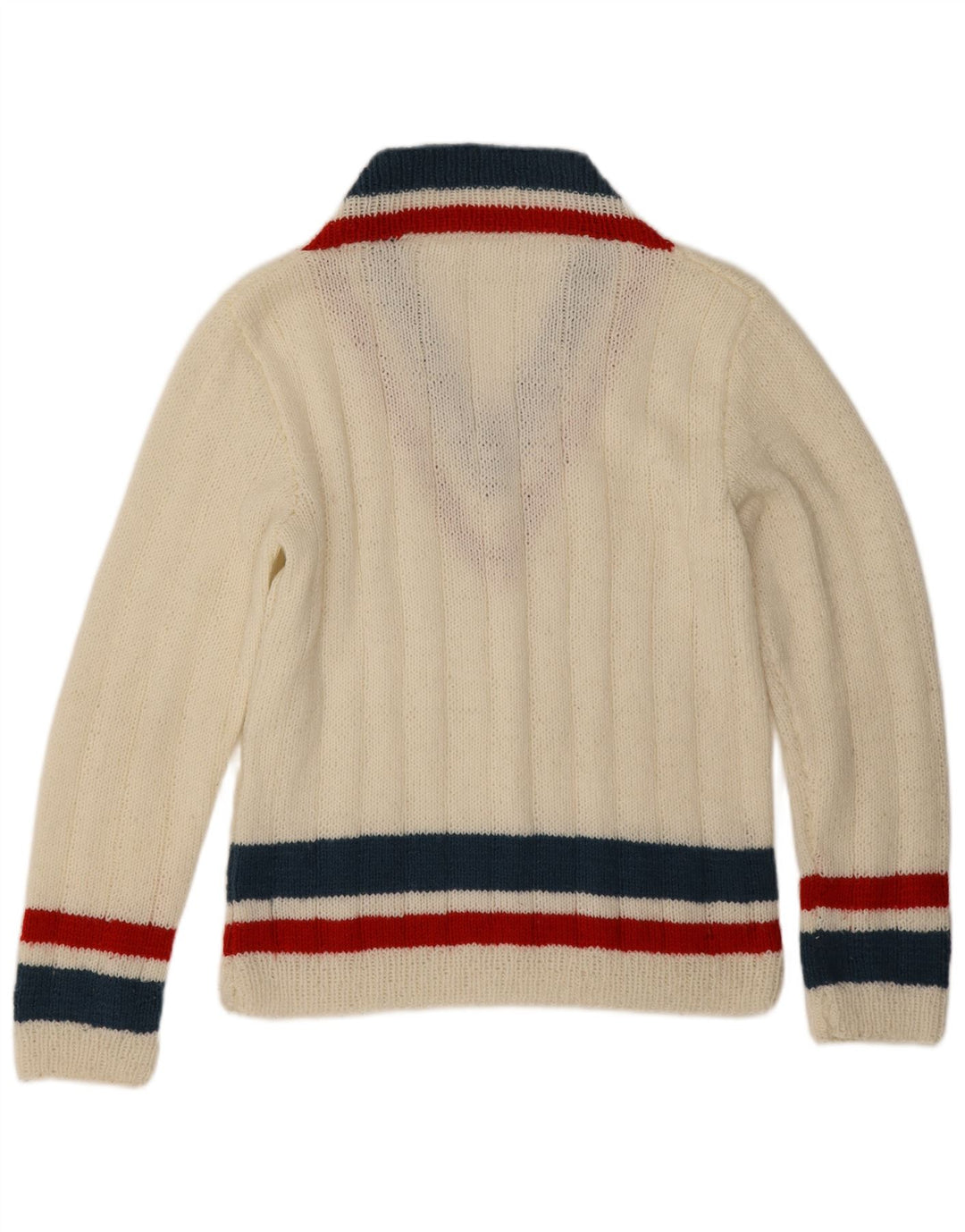 Vintage Herren V-Ausschnitt Pullover Pullover Mittelweiß gestreift