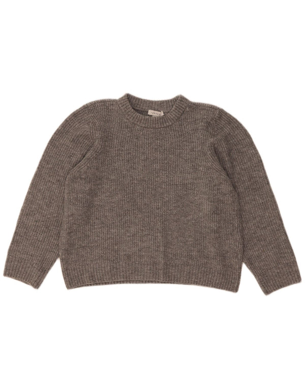 Topshop Damen Crop Pullover mit U-Boot-Ausschnitt, UK 14, Mittelgrau, Acryl