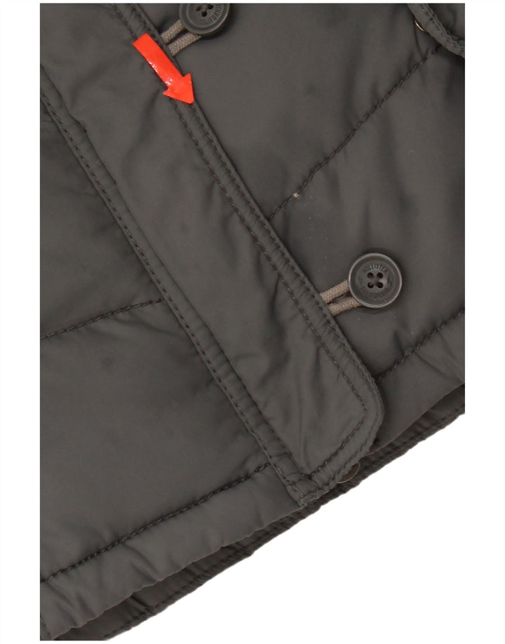 Hollister Damen Wattierte Weste UK 14 Large Grau Polyester