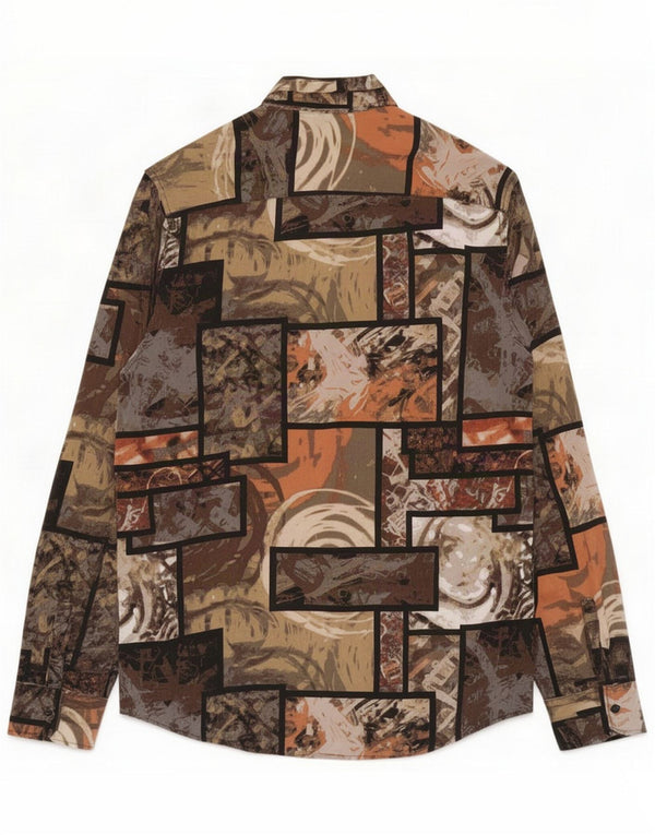 Vintage Mens Shirt Large Multicoloured Patchwork Cotton