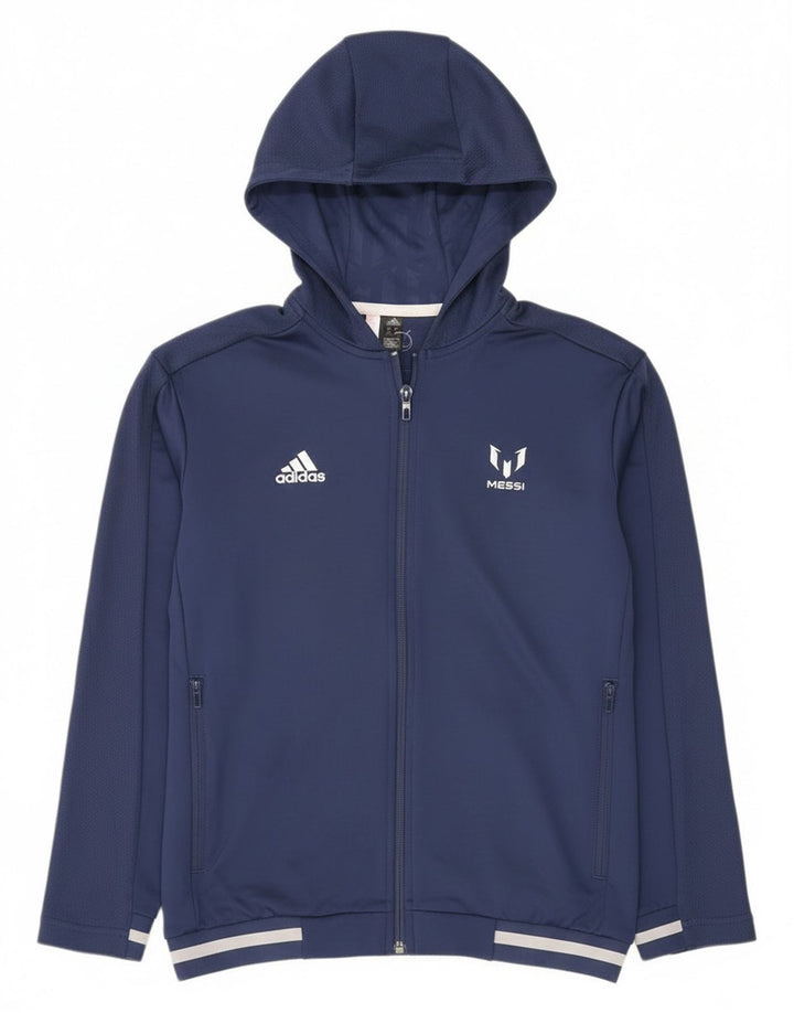 Adidas Jungen MESSI Zip Hoodie Pullover 11-12 Jahre Marineblau Polyester