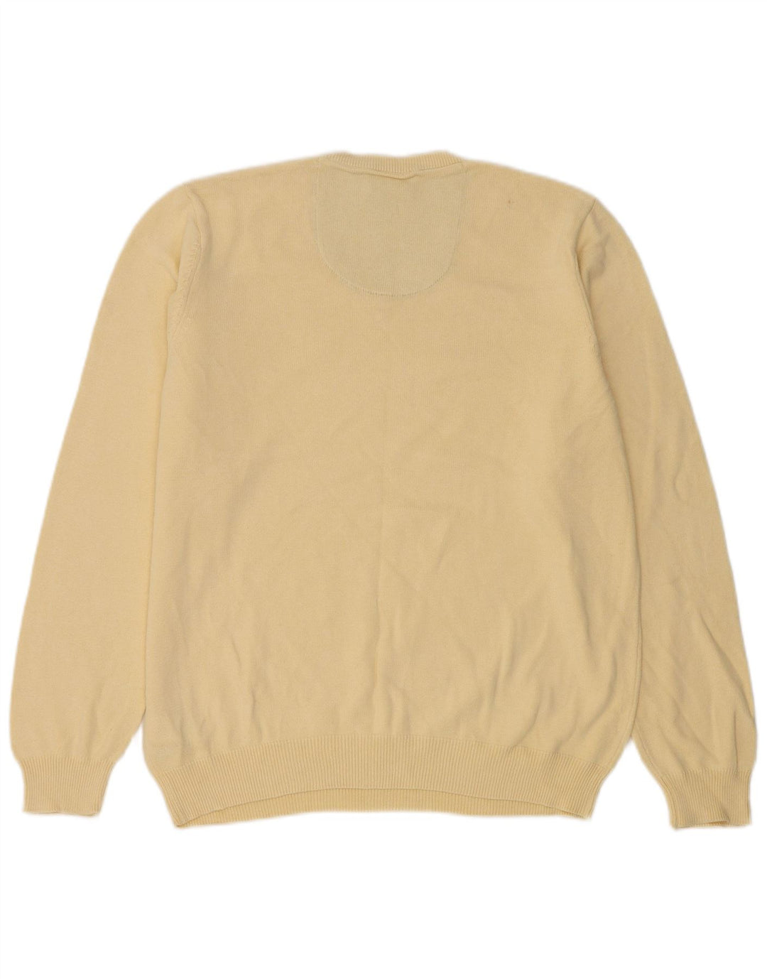 Marks & SPENCER Herren-Pullover mit normaler Passform, V-Ausschnitt, Größe L, beige, Baumwolle