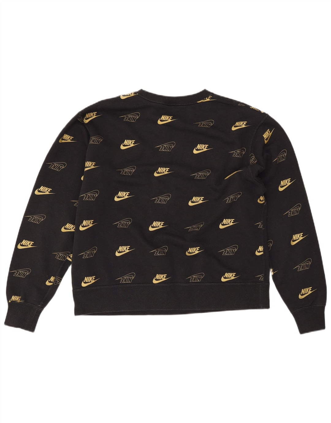 NIKE Damen Grafik-Sweatshirt-Pullover UK 14 Mittelschwarze Baumwolle