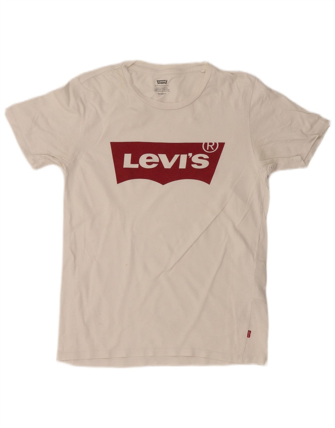 LEVI'S Damen Grafik-T-Shirt-Oberteil UK 6 XS Weiße Baumwolle