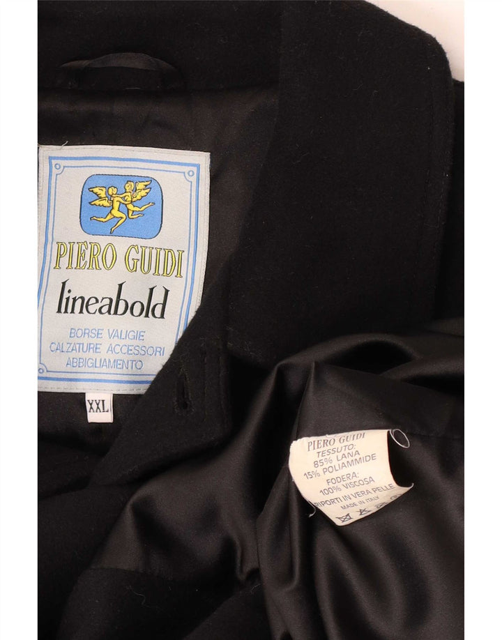 Piero Guidi Herrenmantel UK 44 2XL Schwarze Wolle