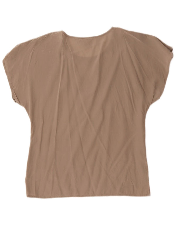 Max Mara Damen Blusenoberteil UK 12 Mittelgraue Seide