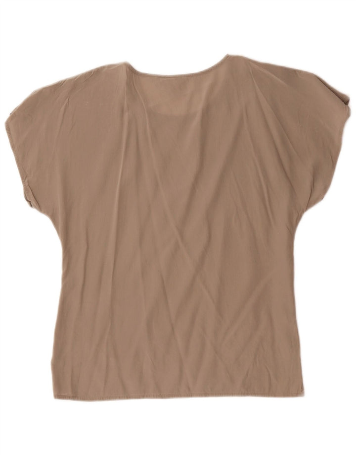 Max Mara Damen Blusenoberteil UK 12 Mittelgraue Seide