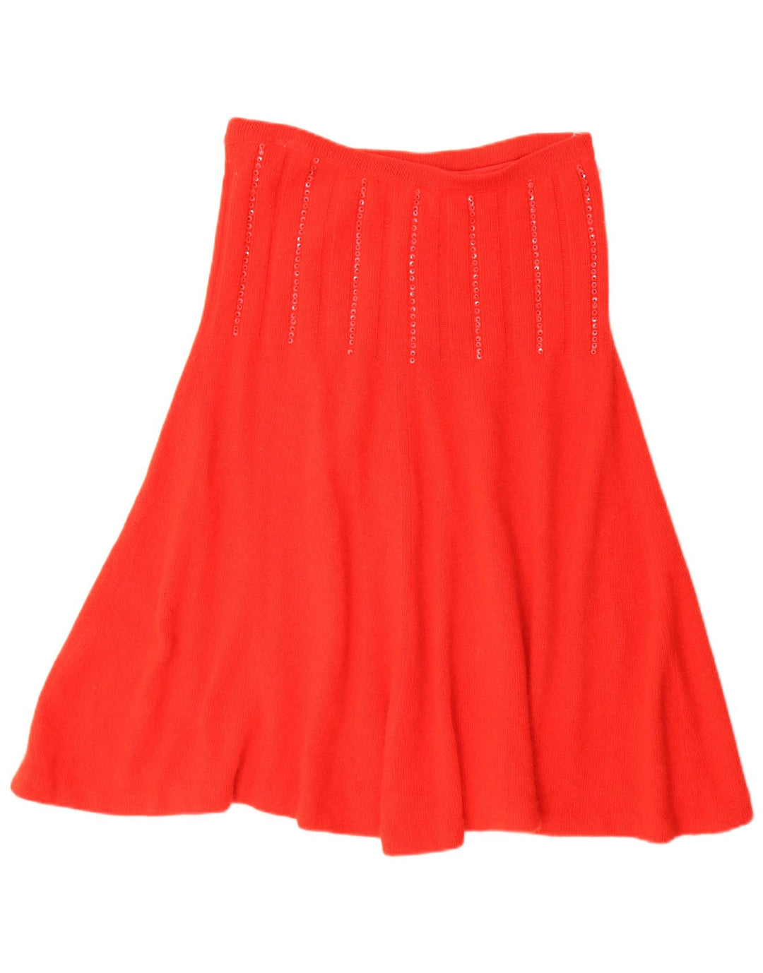 Vintage Damen Strick-Ausgestellter Rock IT 44 Medium W30 Red Angora