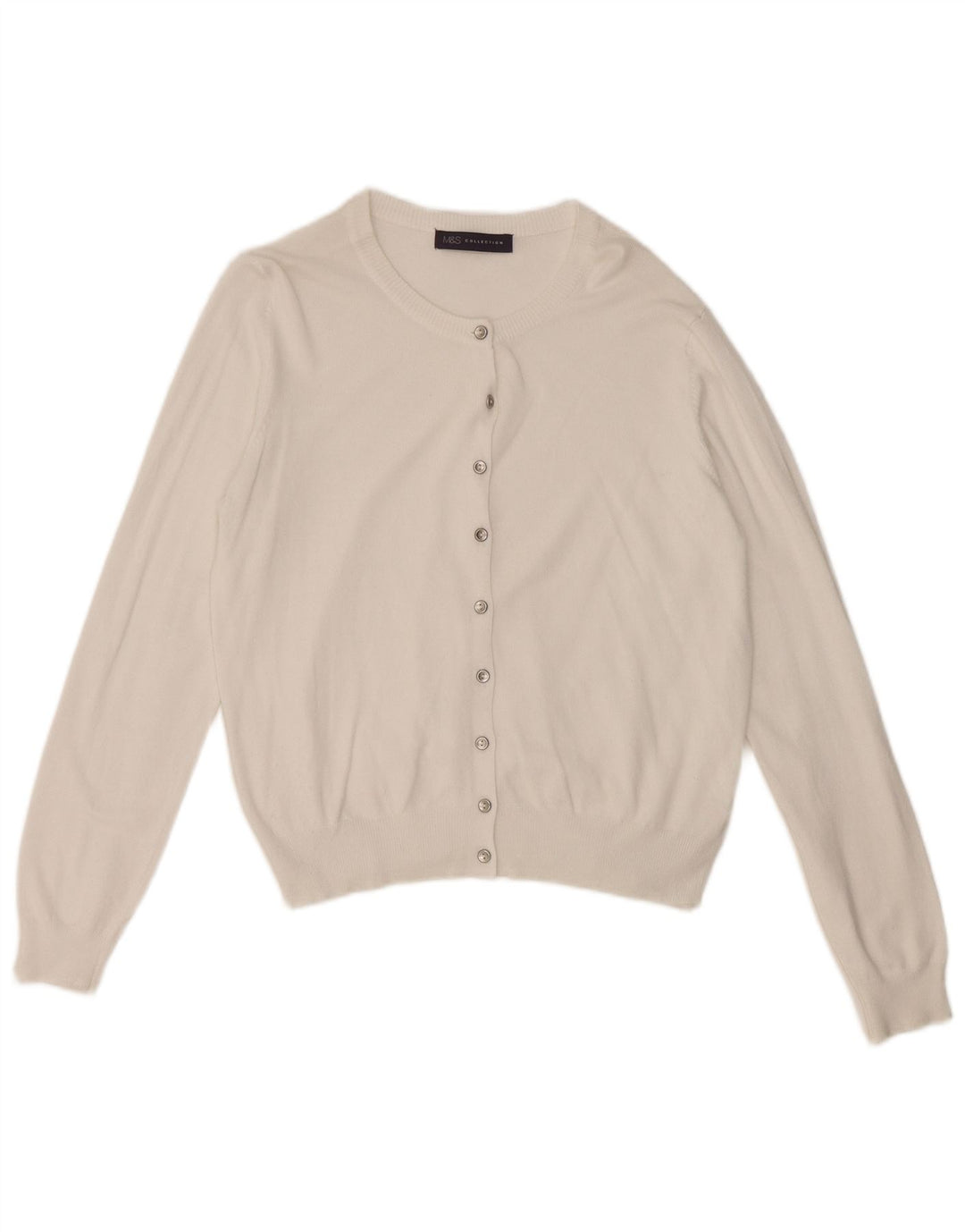 Marks & Spencer Damen Crop Cardigan Pullover UK 12 Mittelweiße Viskose