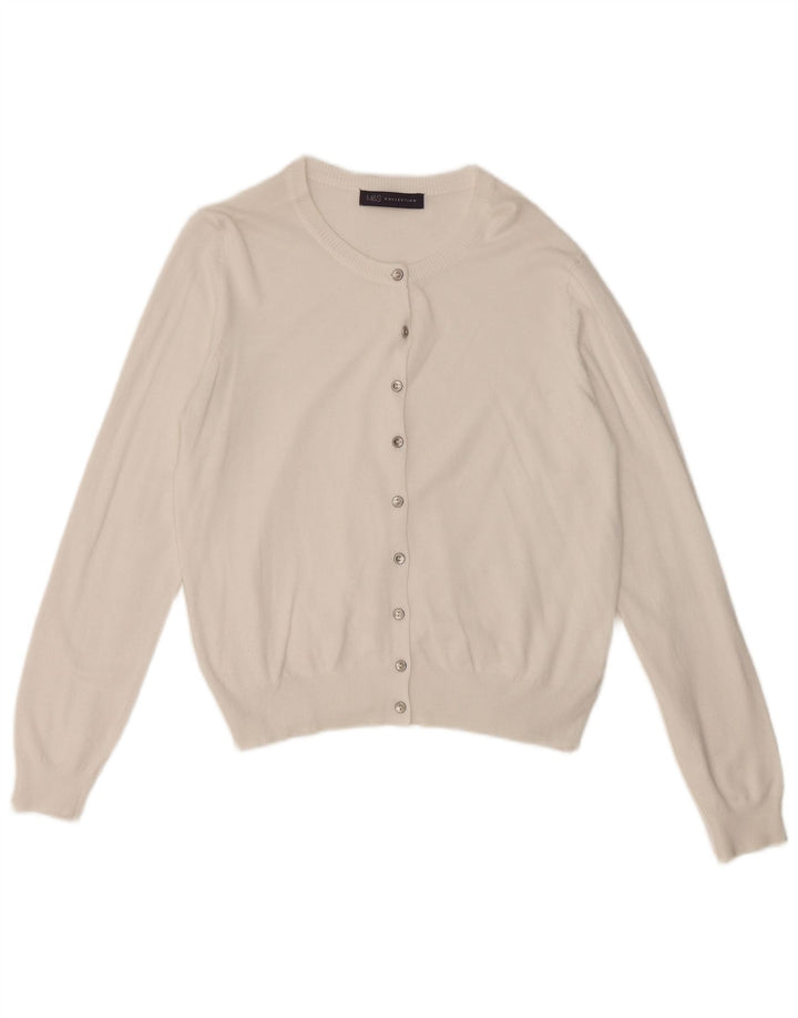 Marks & Spencer Damen Crop Cardigan Pullover UK 12 Mittelweiße Viskose