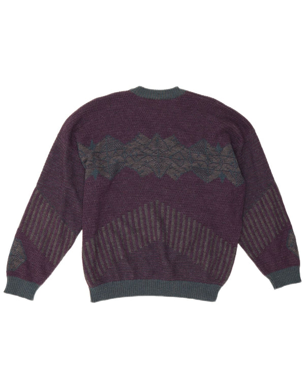 Vintage Herren Pullover mit Rundhalsausschnitt IT 50 Medium Purple Geometrisch