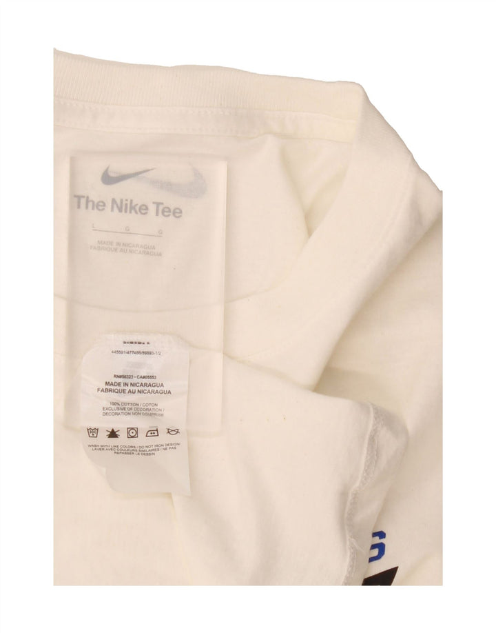 NIKE Mens Graphic Top Long Sleeve Large White Cotton Vintage Nike and Second-Hand Nike from Messina Hembry 