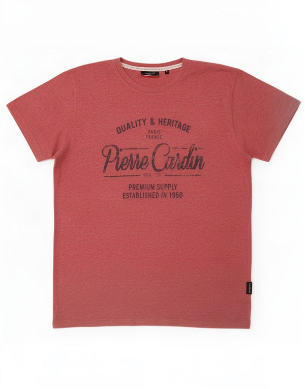Pierre Cardin Herren-T-Shirt mit Grafik, groß, rosa, Polyester