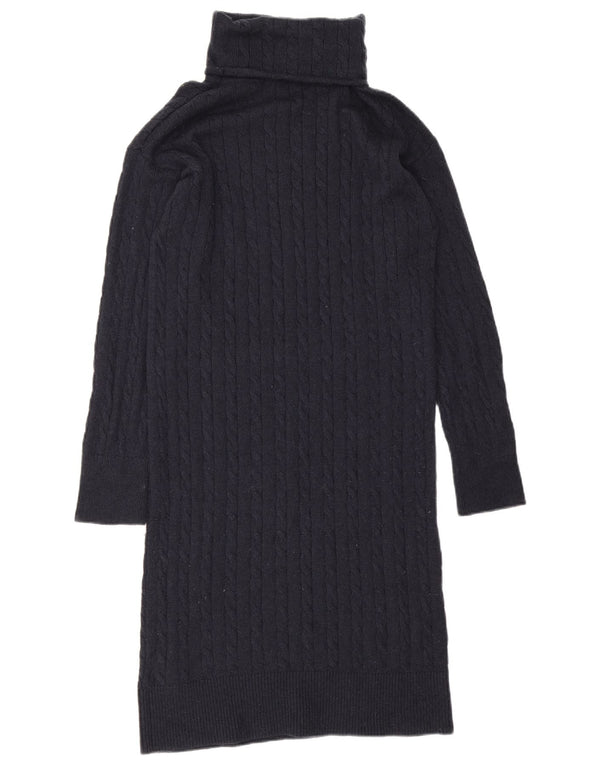 Tommy Hilfiger Rollkragen-Pulloverkleid für Damen, UK 14, mittelmarineblaue Wolle