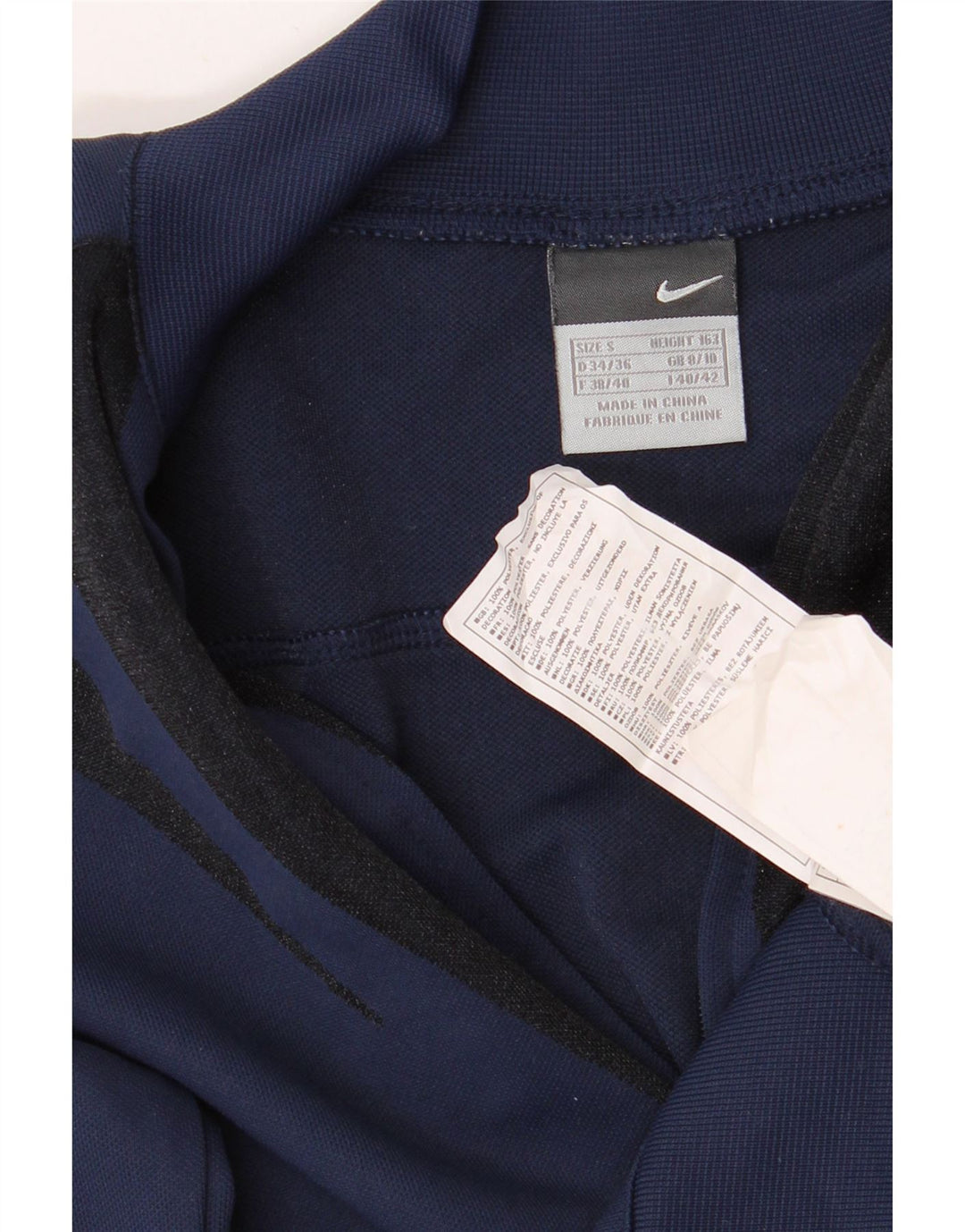 Nike Damen Crop Trainingsanzug Top Jacke UK 8/10 Small Marineblau gestreift