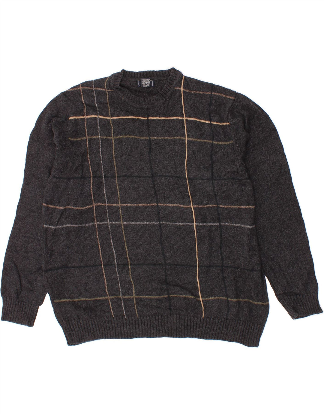 DOCKERS Herren-Pullover mit Rundhalsausschnitt, 2XL, grau karierte Baumwolle