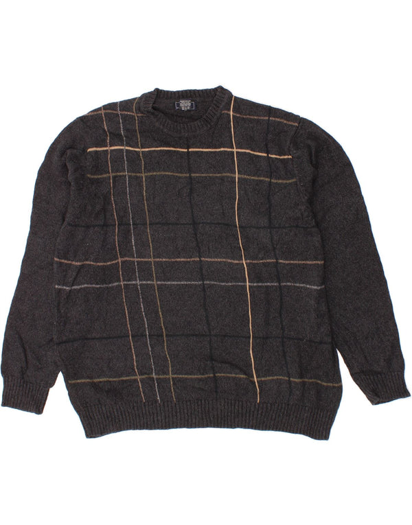 DOCKERS Herren-Pullover mit Rundhalsausschnitt, 2XL, grau karierte Baumwolle