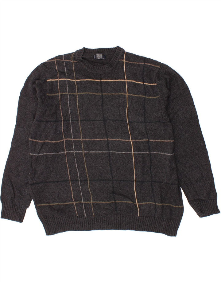 DOCKERS Herren-Pullover mit Rundhalsausschnitt, 2XL, grau karierte Baumwolle