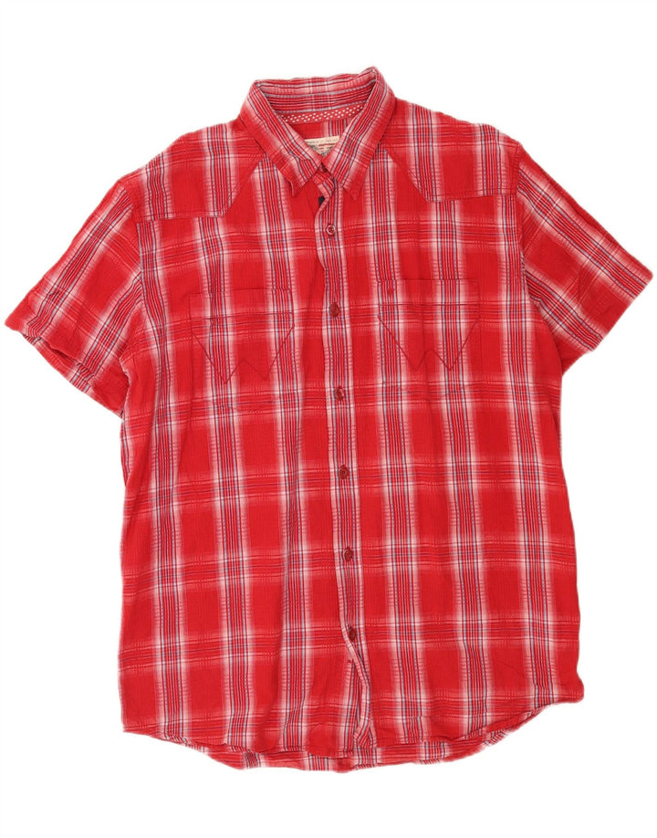 Wrangler Herren-Kurzarmhemd, groß, rot kariert, Baumwolle