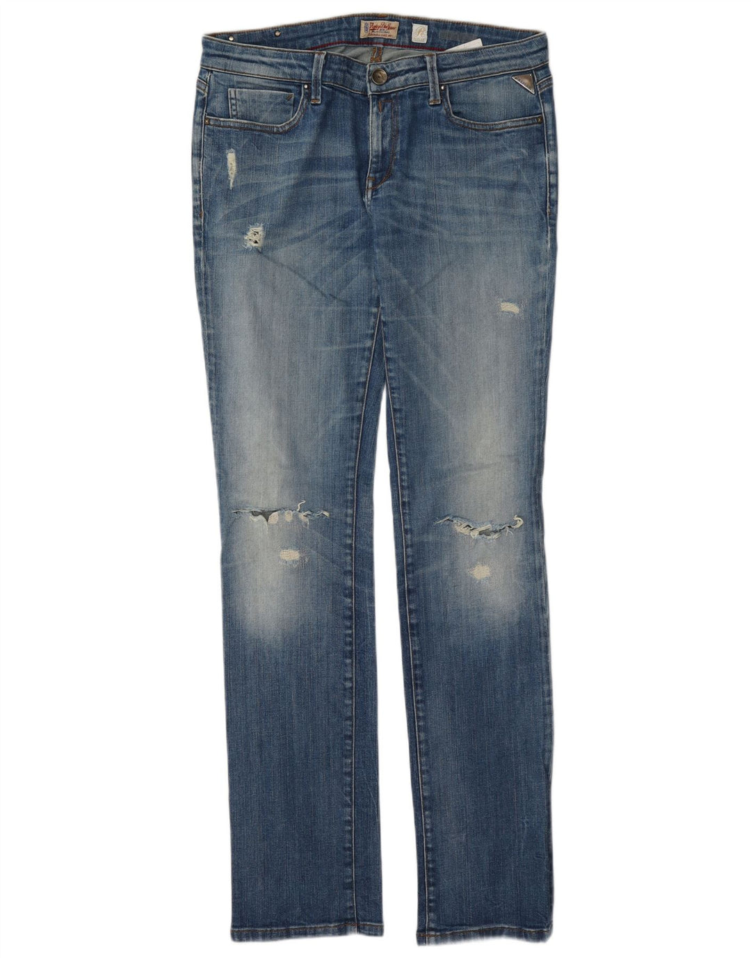 Replay Damen Distressed Slim Jeans W30 L34 Blaue Baumwolle