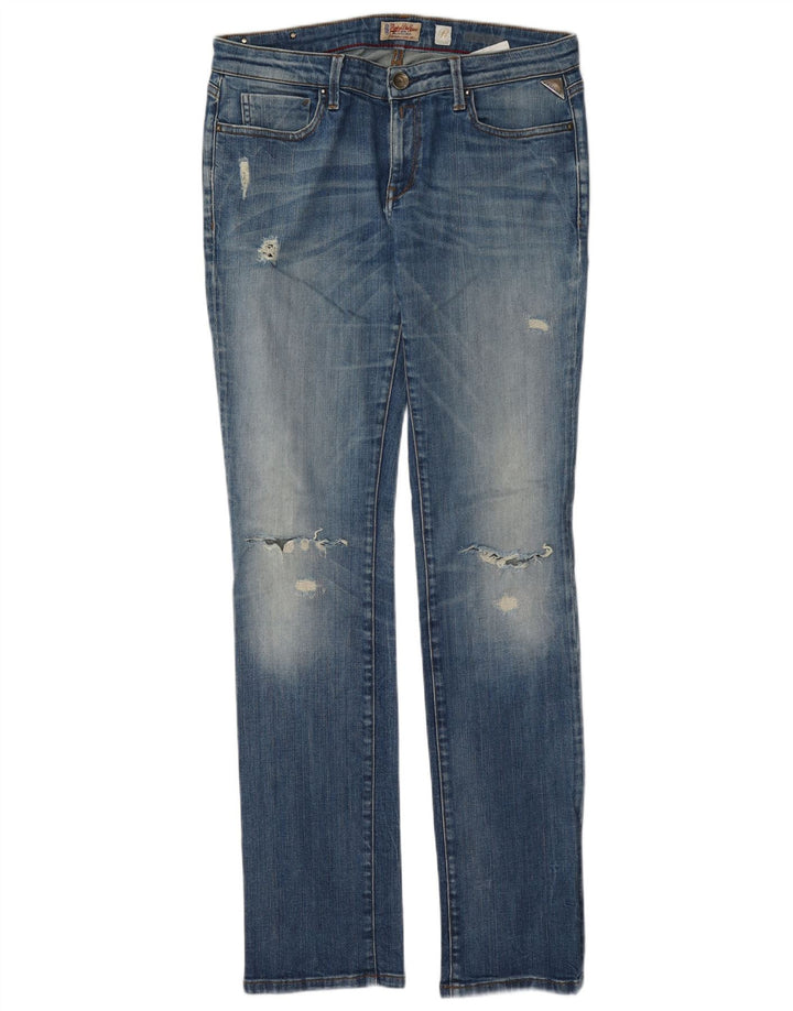 Replay Damen Distressed Slim Jeans W30 L34 Blaue Baumwolle