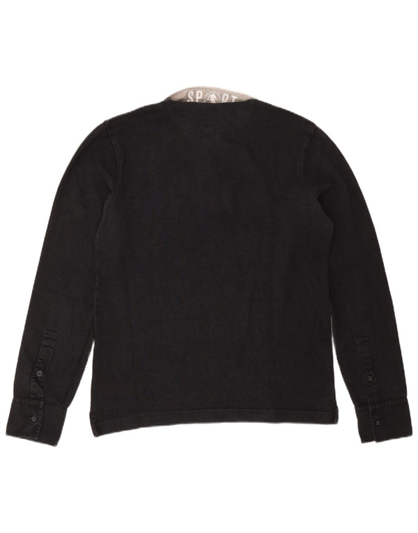 Bikkembergs Herren-Langarm-Rugby-Poloshirt, Größe S, Schwarz, Farbblock