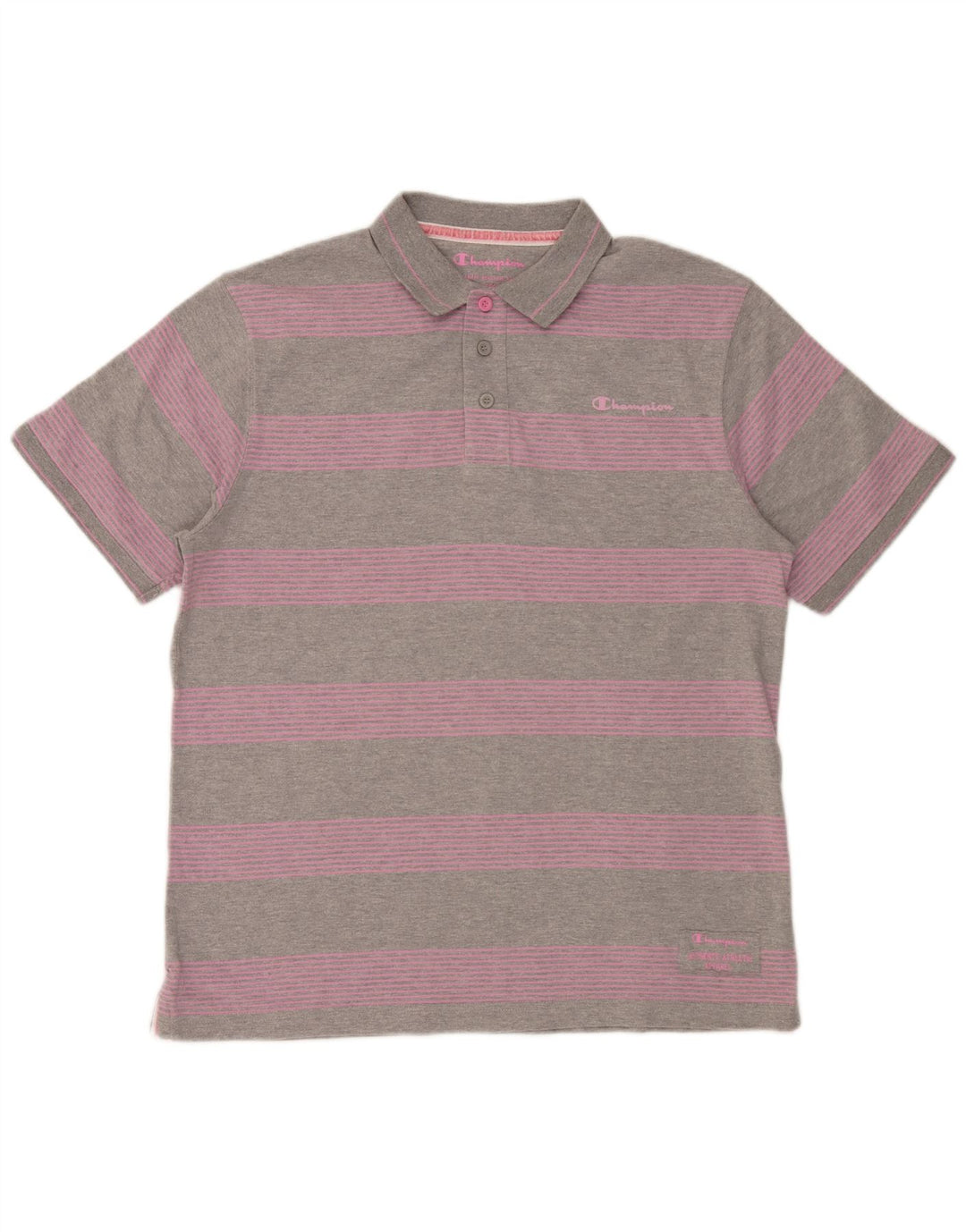 Champion Herren-Poloshirt XL, grau gestreift, Baumwolle