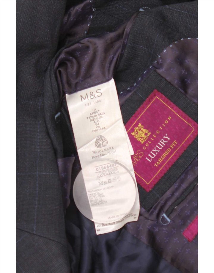 Marks & Spencer Herren-Blazer mit maßgeschneiderter Passform, UK 44, XL, Marineblau kariert