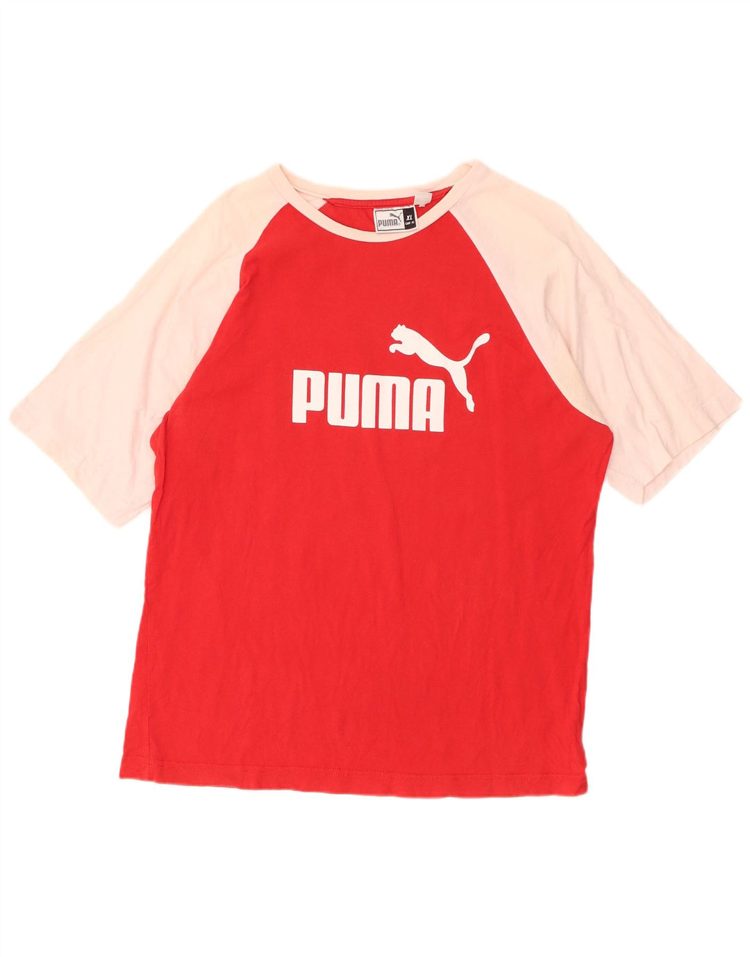 PUMA Damen Grafik T-Shirt Top UK 18 XL Rot Farbblock
