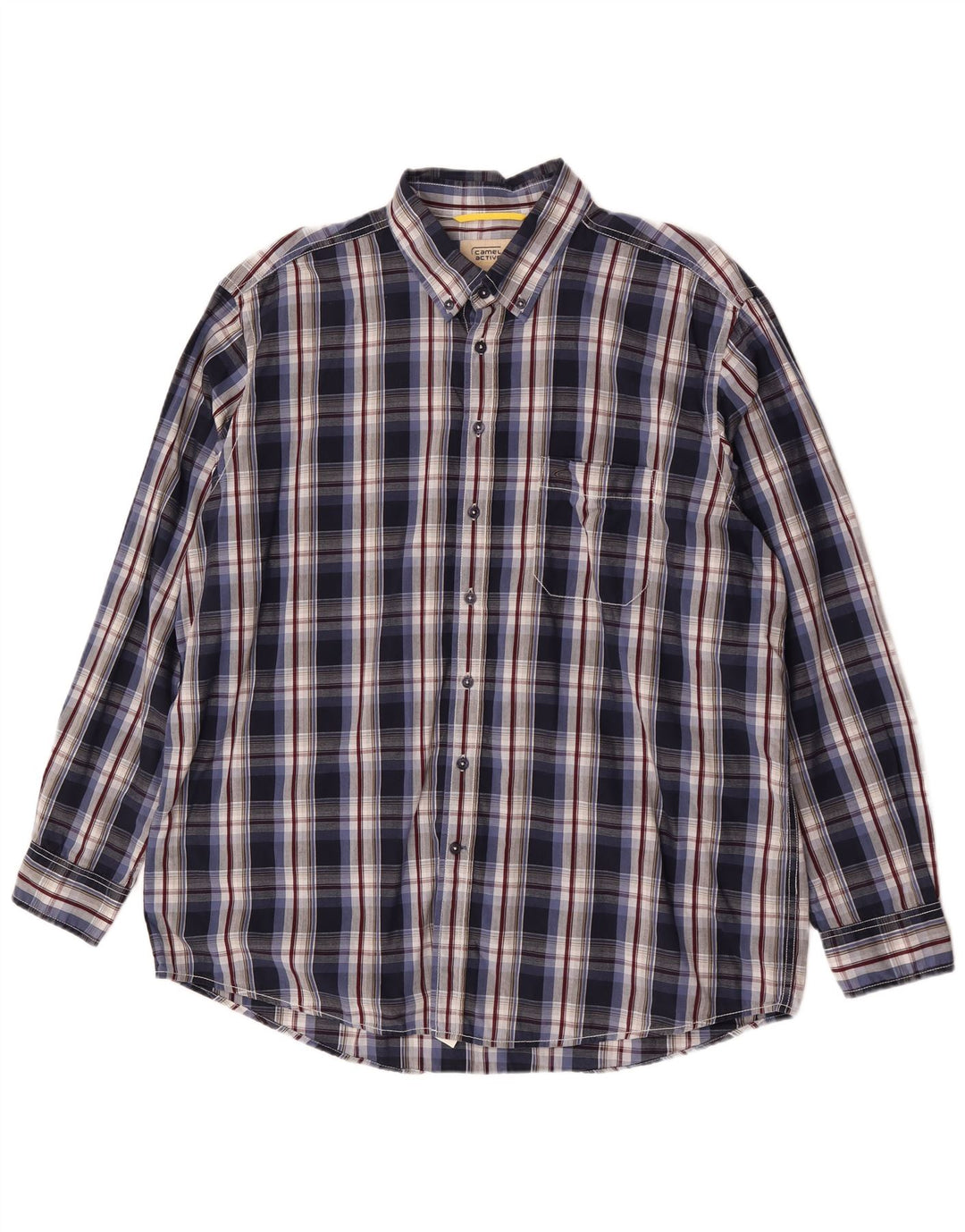 Camel Active Herrenhemd XL, marineblau, kariert, Baumwolle