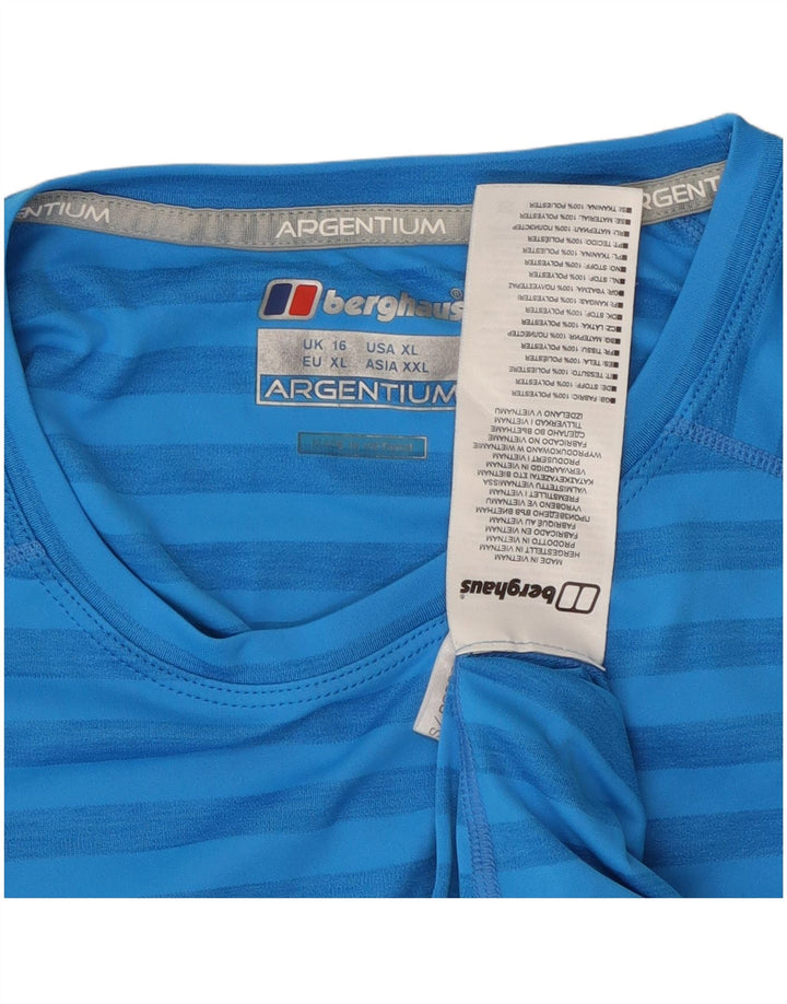 BERGHAUS Damen Top Langarm UK 16 Large Blau gestreift Polyester