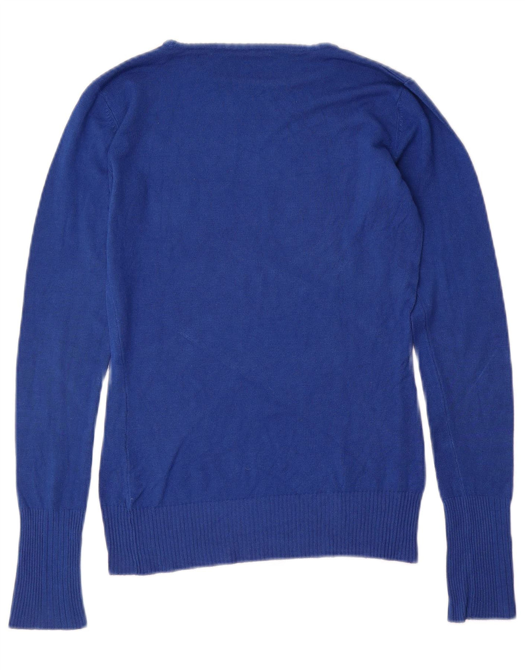 GUESS Damen Pullover mit grafischem U-Boot-Ausschnitt, UK 12, mittelblaue Viskose