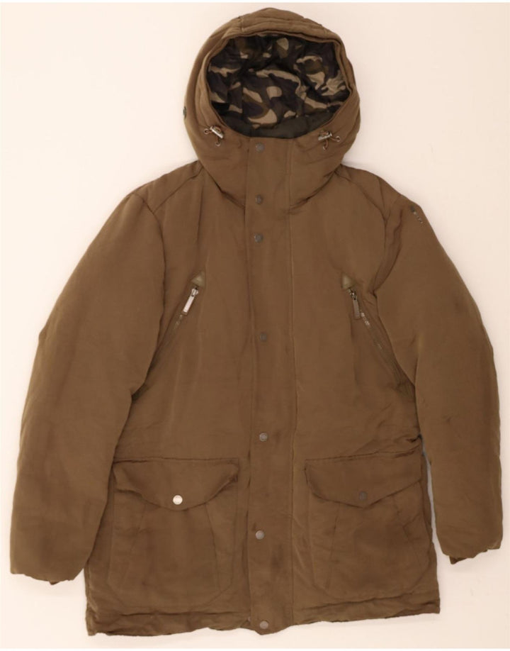 GEOX Mens Hooded Padded Jacket UK 40 Large Brown Polyester Vintage Geox and Second-Hand Geox from Messina Hembry 