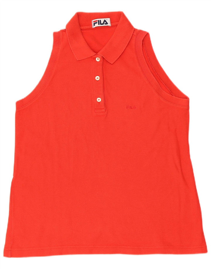 FILA Damen Ärmelloses Poloshirt IT 46 Große rote Baumwolle