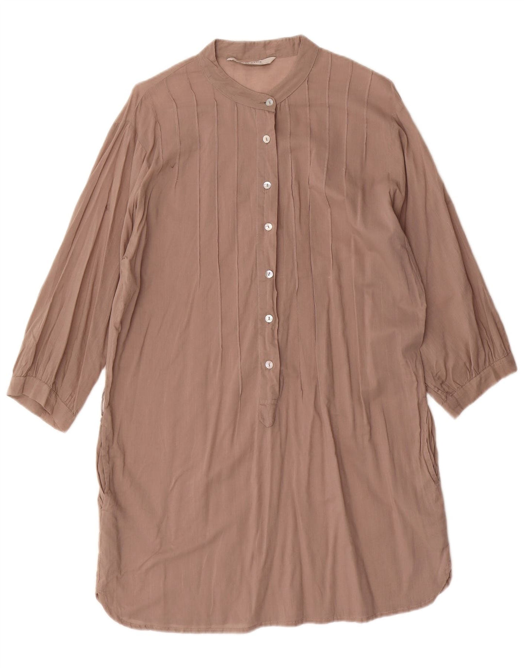 Zara Damen-Etuikleid mit 3/4-Ärmeln, UK-Größe 14, mittelbraune Baumwolle