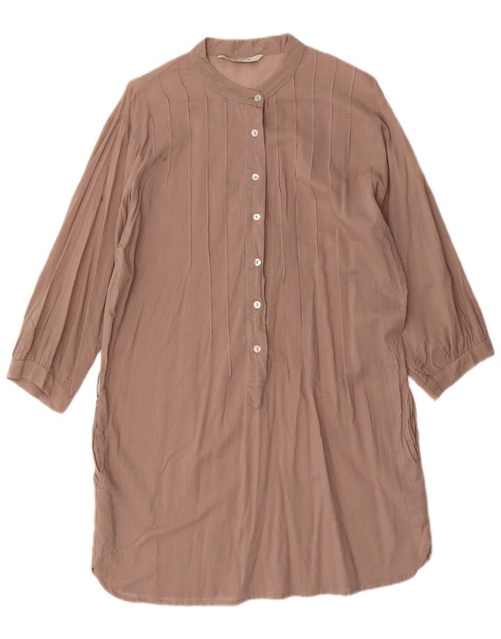 Zara Damen-Etuikleid mit 3/4-Ärmeln, UK-Größe 14, mittelbraune Baumwolle