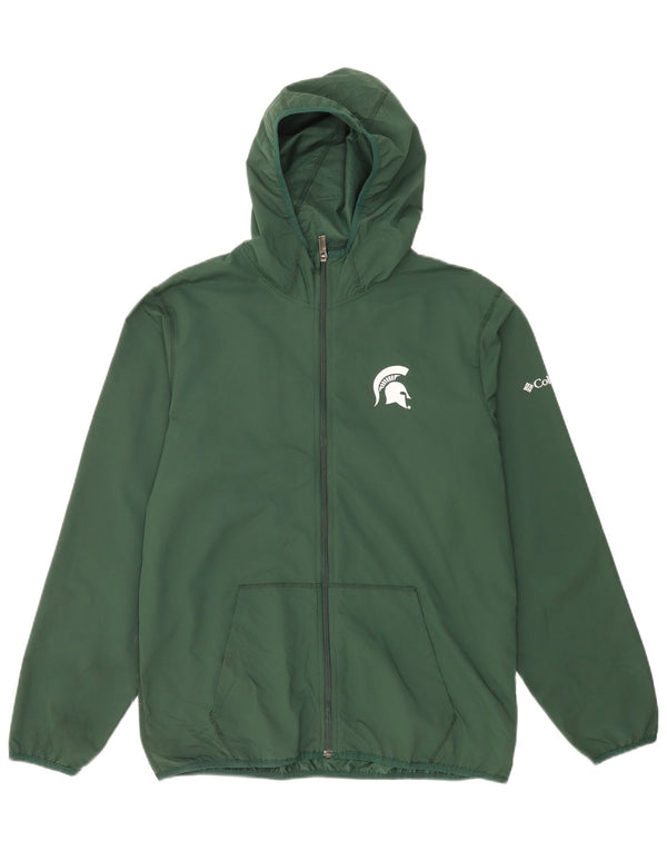 Columbia Mens Michigan State Spartans Hooded Rain Jacket UK 38 Medium Green
