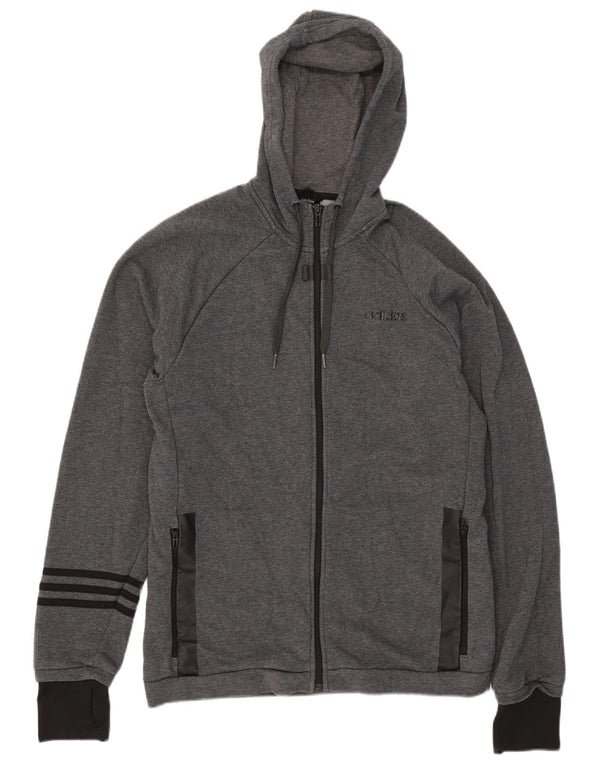 Adidas Herren Climalite Zip Hoodie Pullover Große graue Colourblock-Baumwolle
