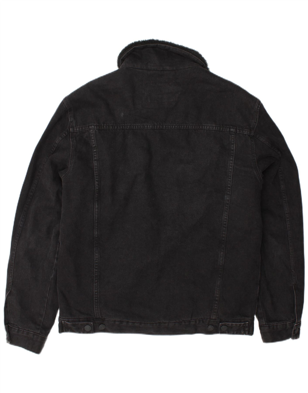 Zara Herren Denim Sherpa Jacke UK 40 Large Schwarz Polyester