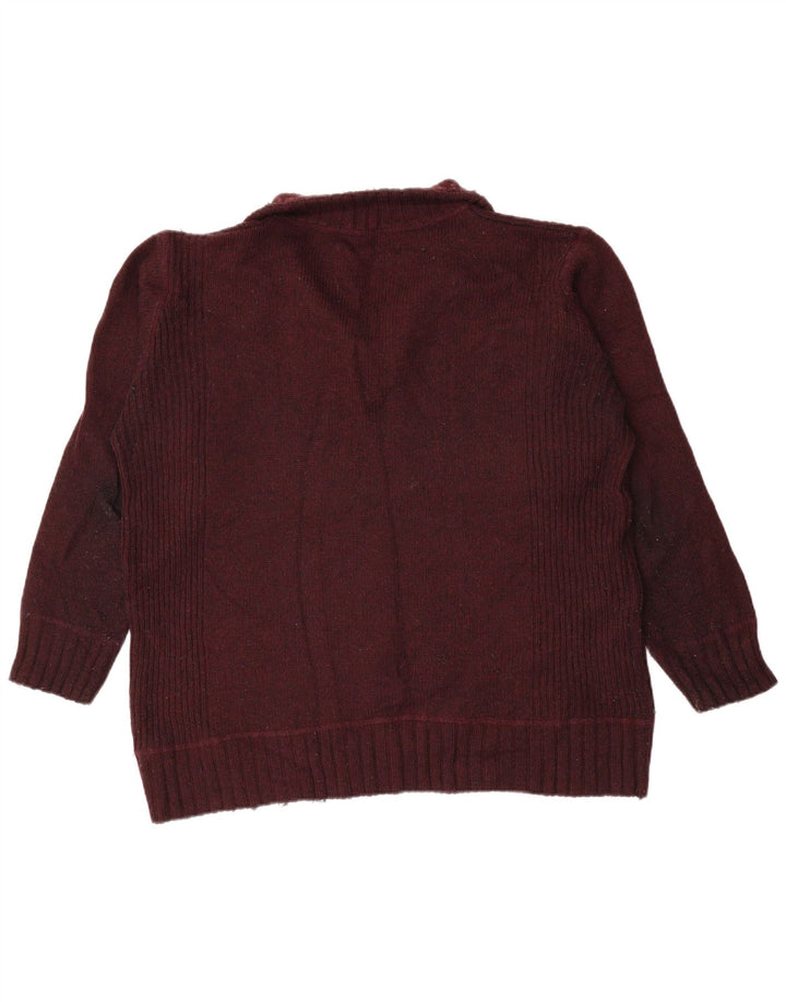 Marks & Spencer Herren-Pullover mit Reißverschluss am Hals, groß, burgunderrote Lammwolle