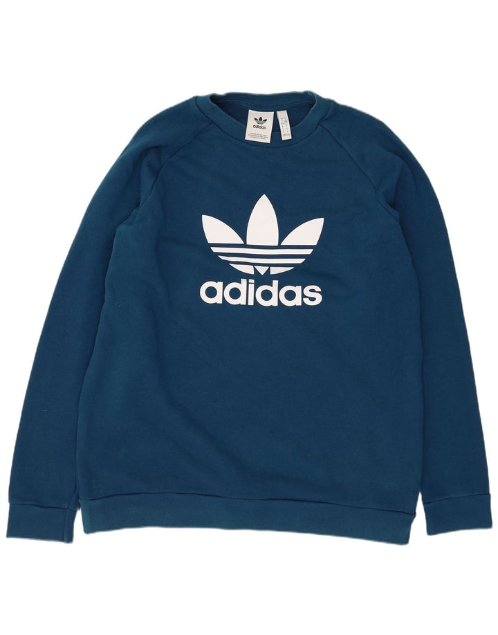 ADIDAS Herren Grafik-Sweatshirt-Pullover, große blaue Baumwolle